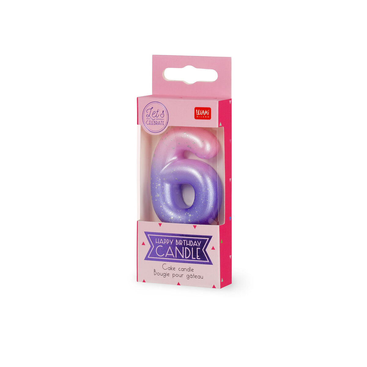 Legami - Pink Doğum Günü Cake Candle - 6 - Mutlu Doğum Günü Candle
