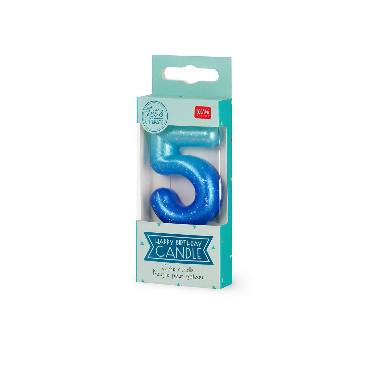 Legami - Blue Geburtstag Cake Candle - 5 - Alles Gute zum Geburtstag Candle