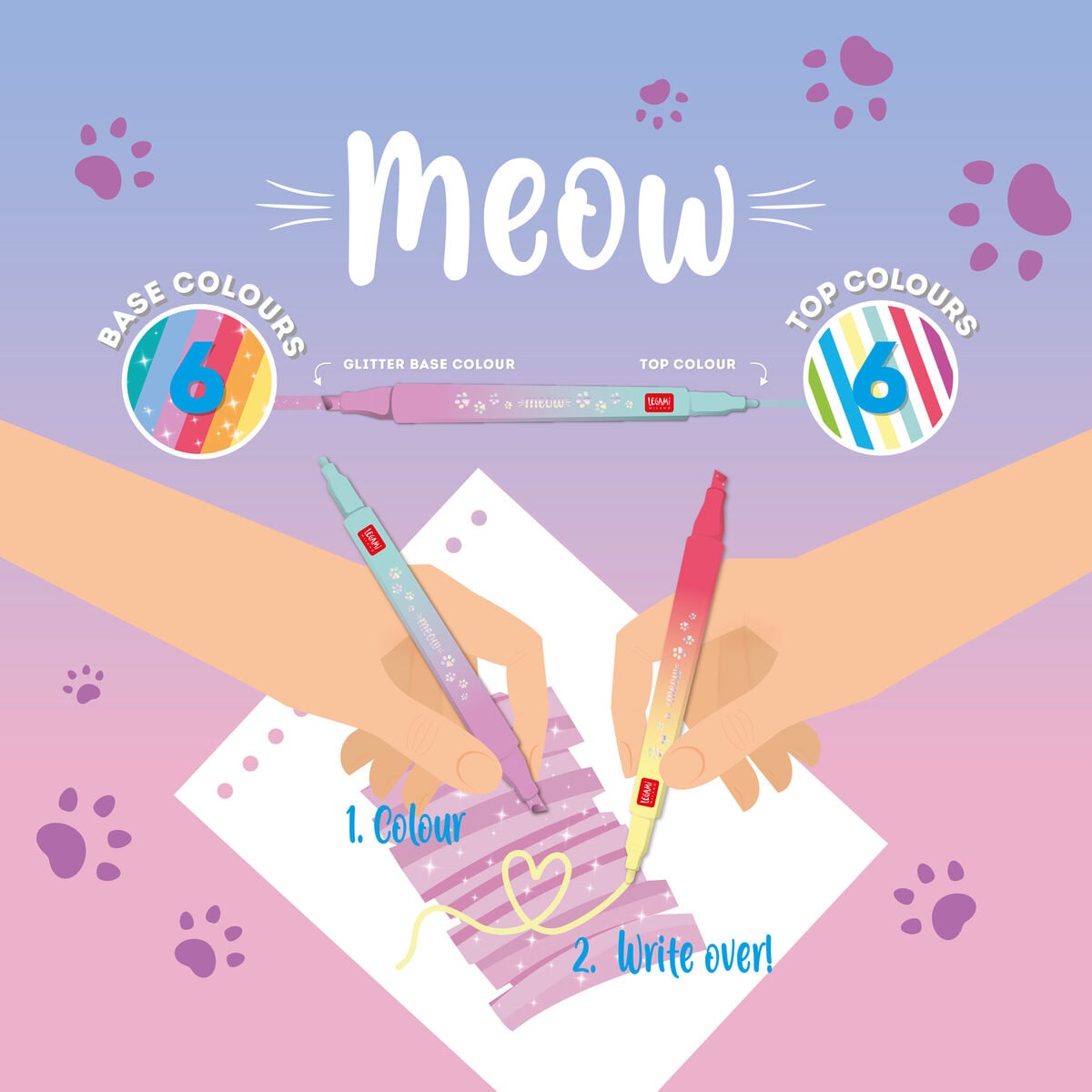 Legami - 6er-Set Dual-Tip Layering-Marker - Meow