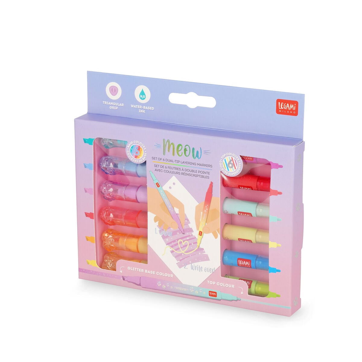 Legami - 6er-Set Dual-Tip Layering-Marker - Meow