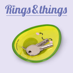 Legami - Hand-Decorated Ceramic Trinket Dish - Avocado - Rings &amp; Things