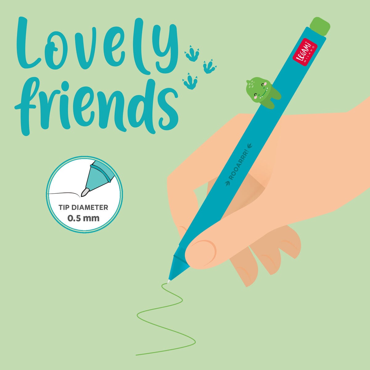 Legami - Stift mit "Rooarrr" Dino-Tieranhänger - Niedliche Freunde