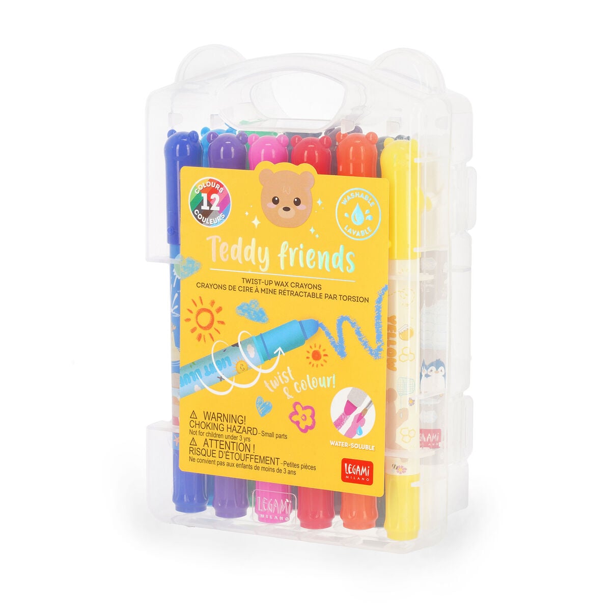 Legami - Seti 12 Twist-up Wax Crayons- Teddy Arkadaşlar