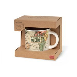 Legami - New Bone China Porcelain Kupa ile Seyahat-Themed Illustration. 350 ml capacity. ideal Gift Idea f