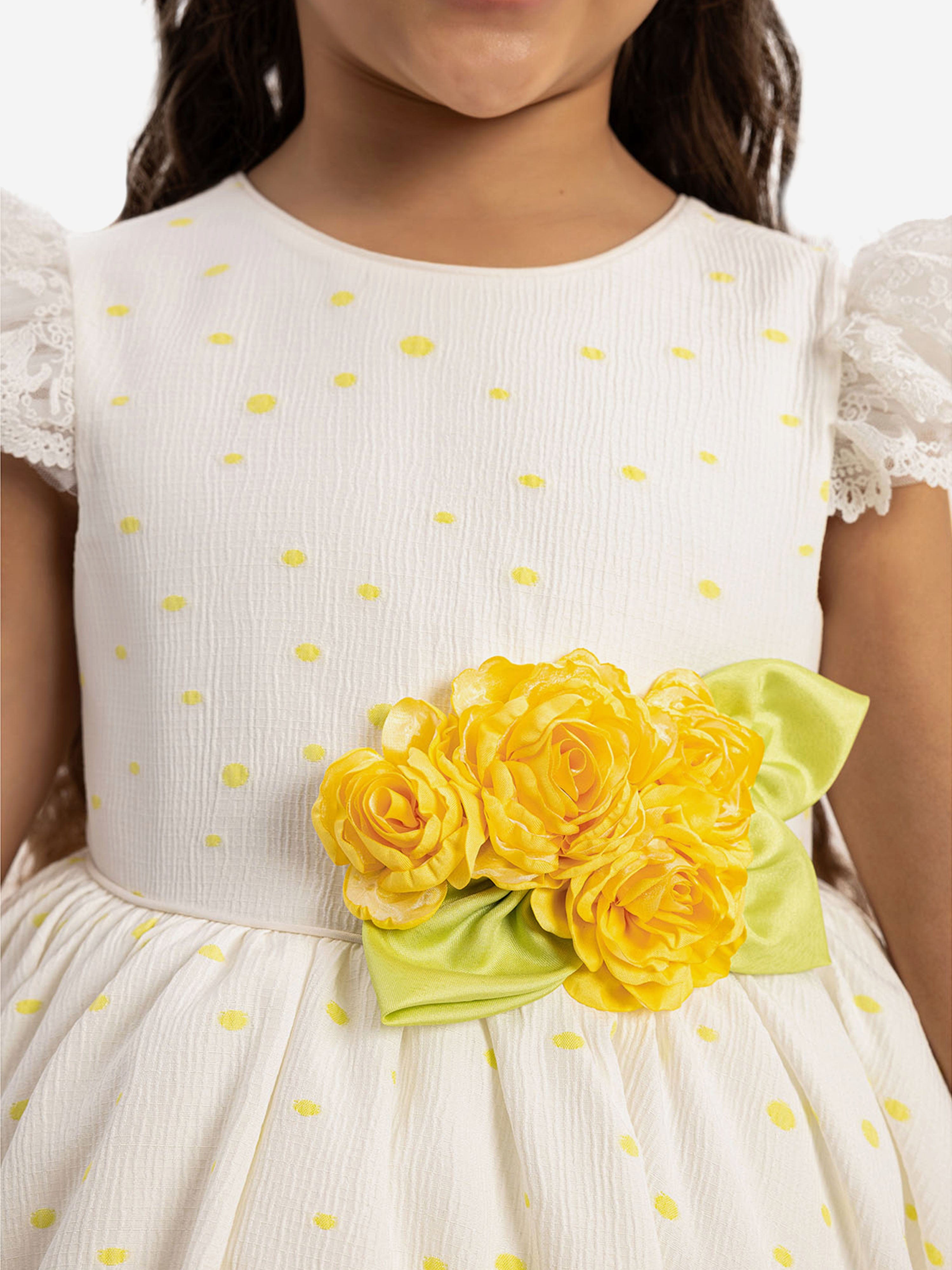 Dress & Fleur Girls Dress with Headband in Yellow