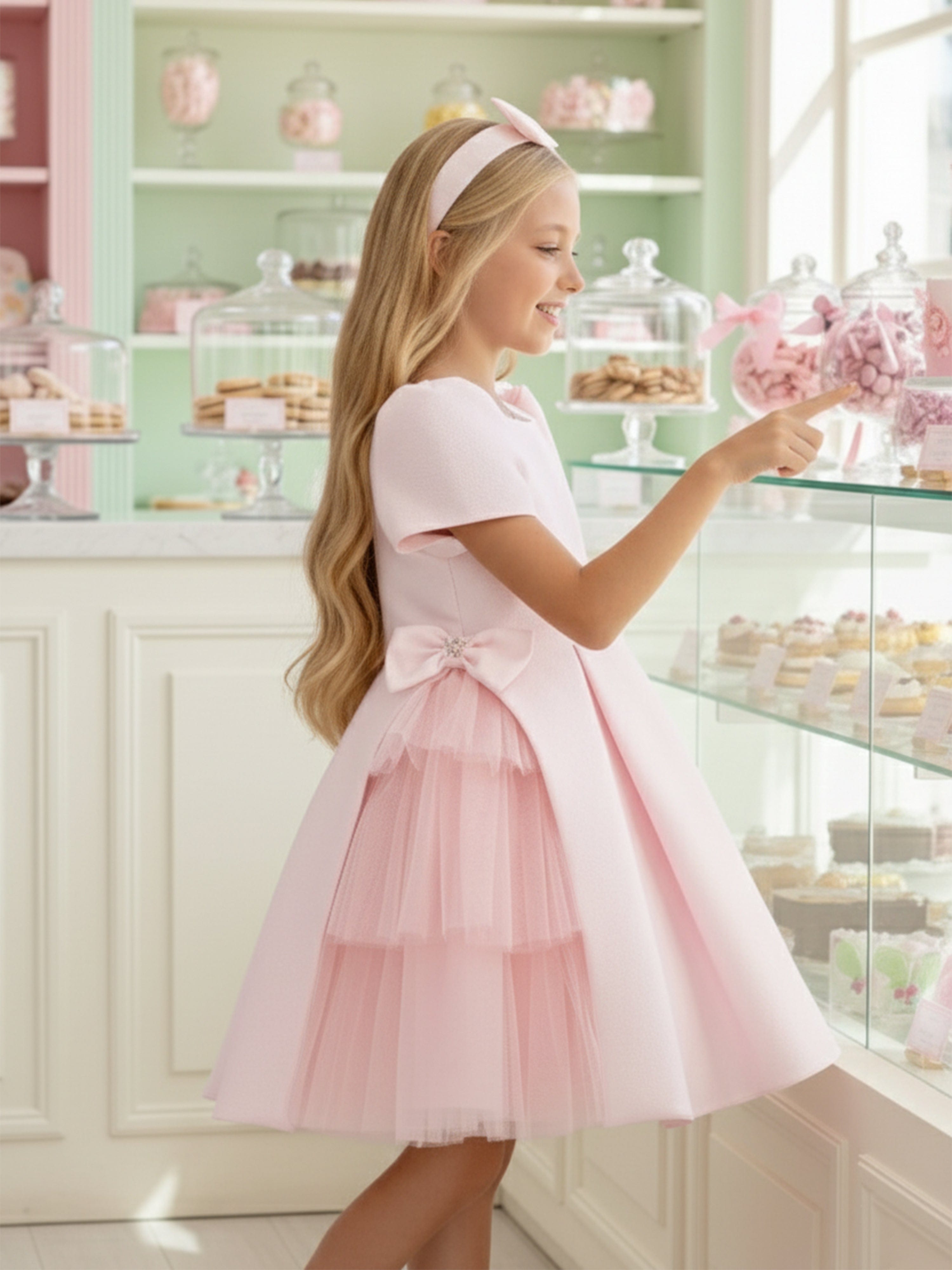 Dress & Fleur Girls Occasion Dress with Hair Accessory in Pink