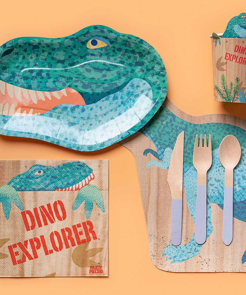 Party Pieces - Kaşif Dino 8&apos;li Parti Karton Tabağı-Dinossi