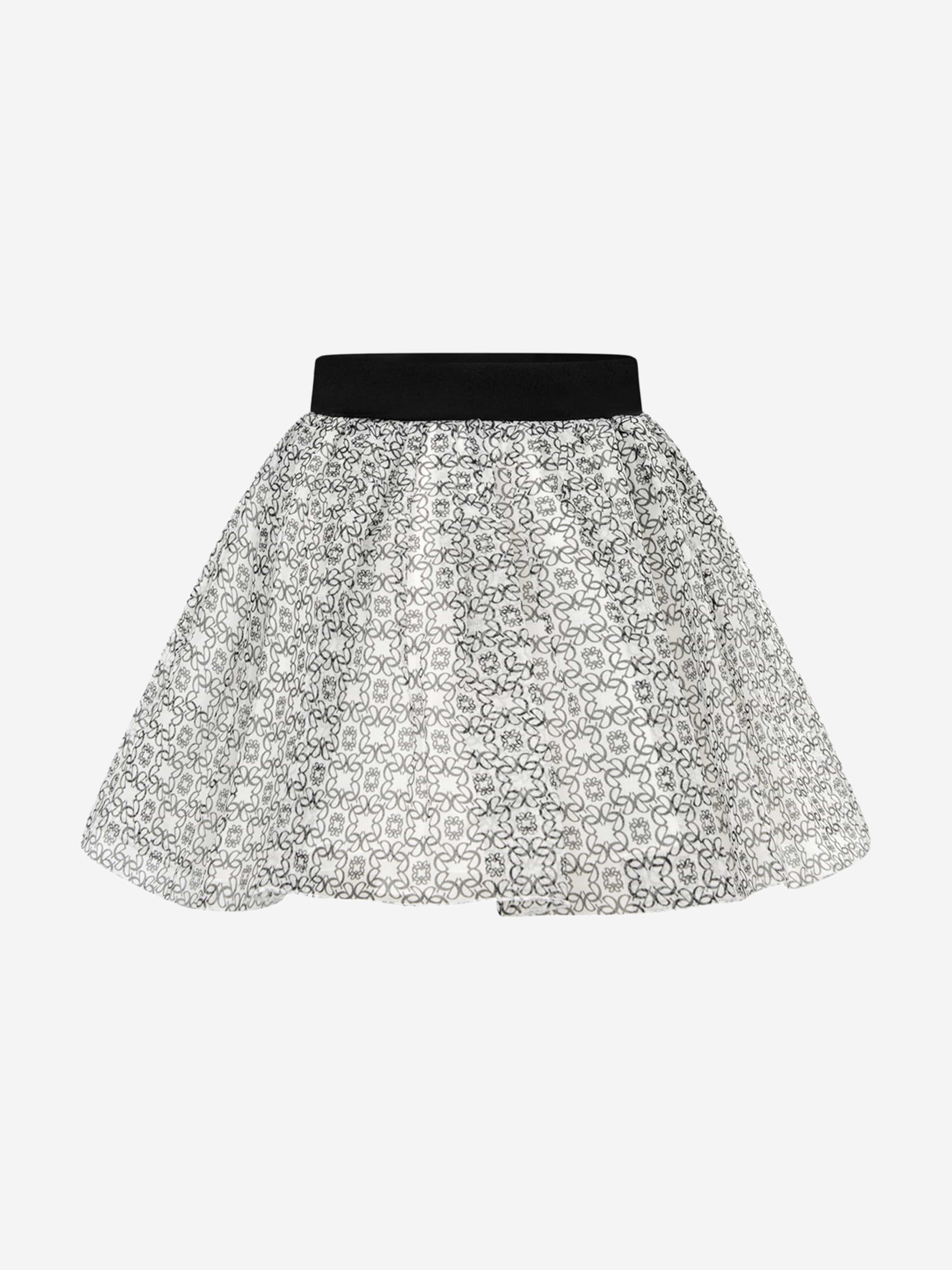 Elie Saab Girls Patterned Silk Skirt in Black