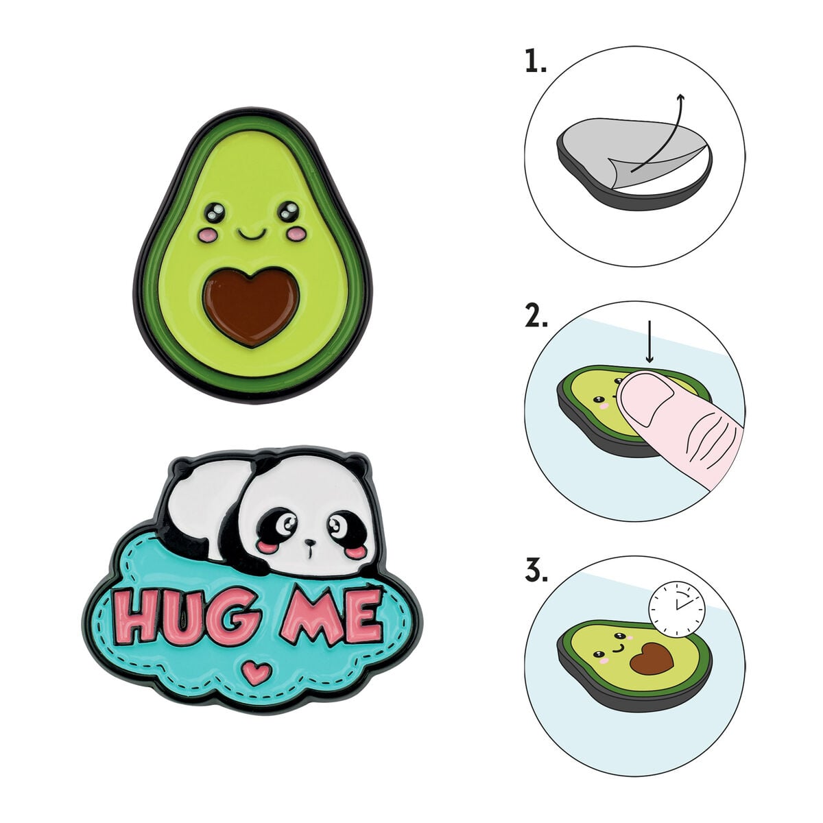 Legami - Seti 2 Panda + Avokado Metal Stickers - Cutie