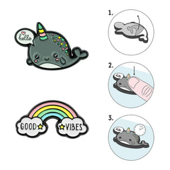 Legami - 2er-Set Narwhal + Rainbow Metal Stickers - Cutie
