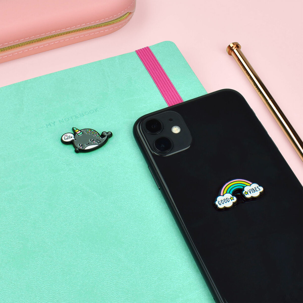 Legami - 2er-Set Narwhal + Rainbow Metal Stickers - Cutie
