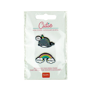 Legami - 2er-Set Narwhal + Rainbow Metal Stickers - Cutie