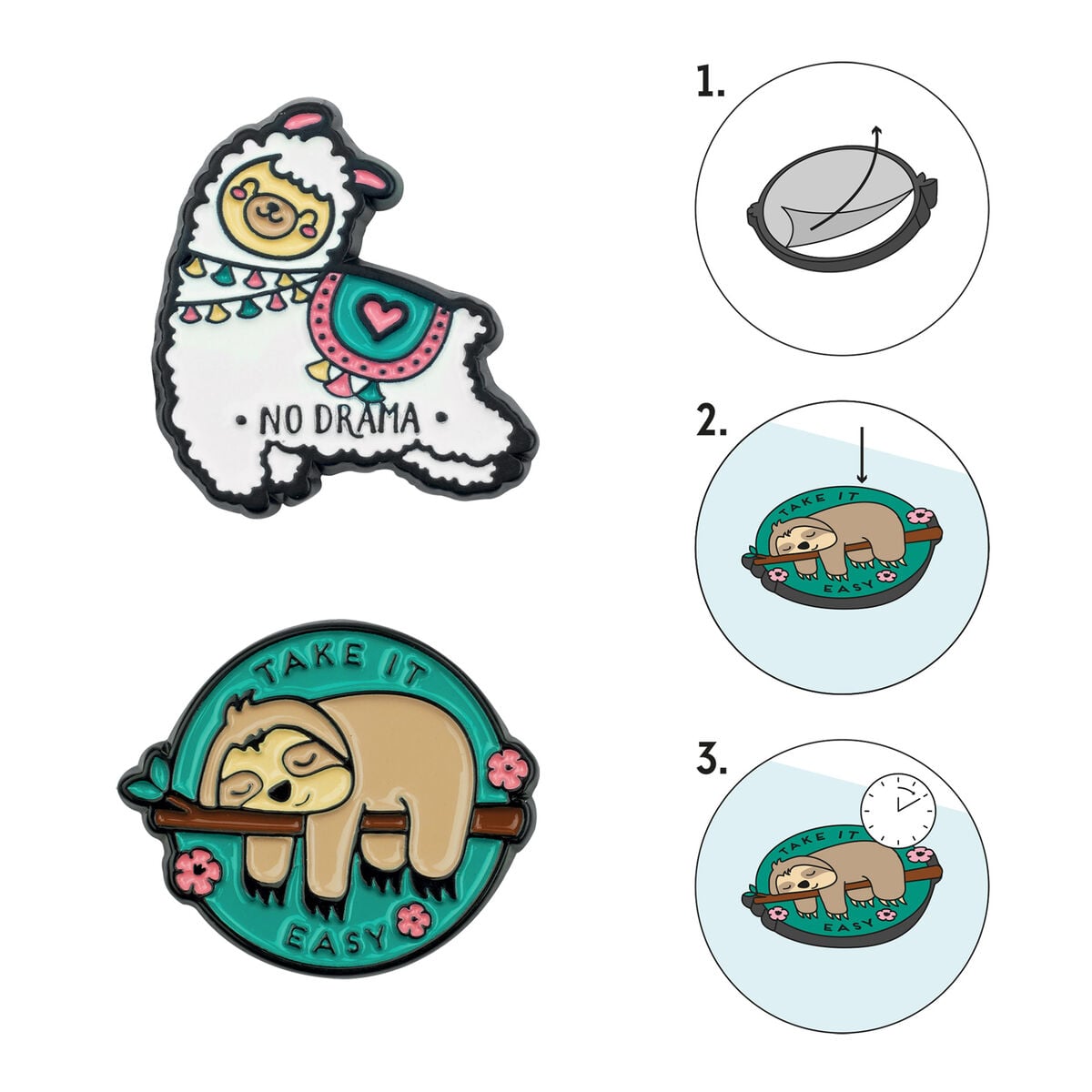 Legami - Seti 2 Llama + Sloth Metal Stickers - Cutie