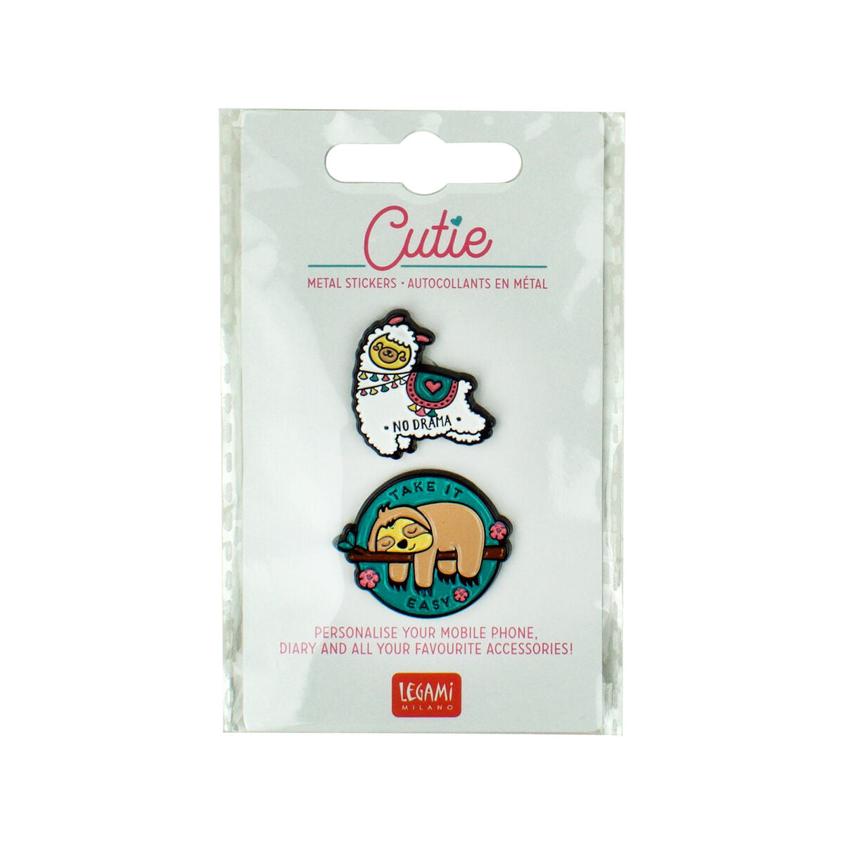 Legami - Seti 2 Llama + Sloth Metal Stickers - Cutie