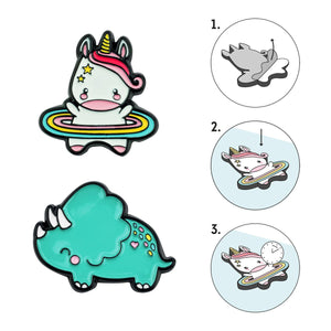 Legami - Seti 2 Tek Boynuzlu At + Rhino Metal Stickers - Cutie
