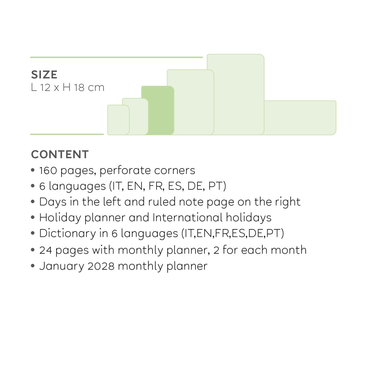 Legami - 12-Month Medium Weekly Günlük ile Defter 2027 - Shades Green