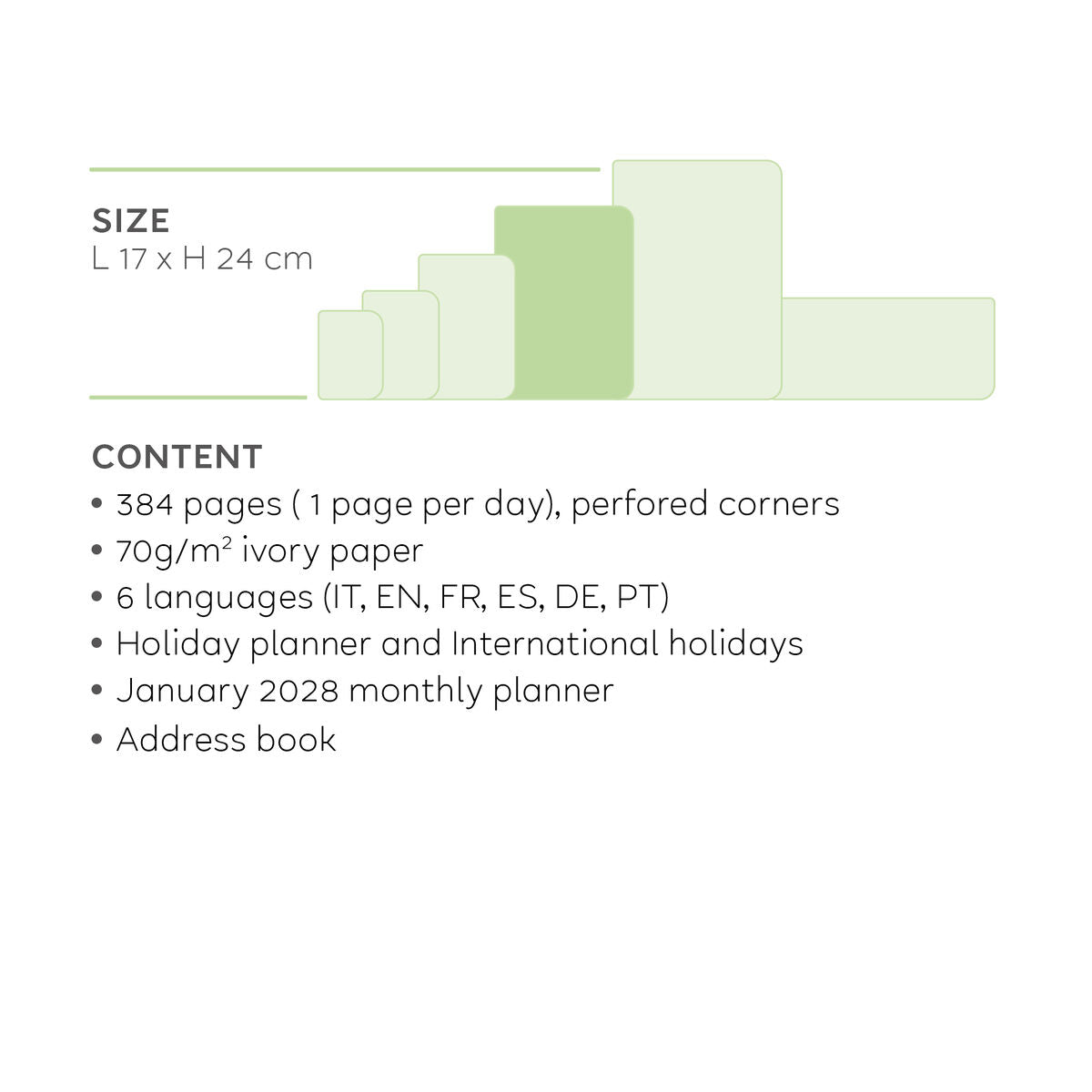 Legami - 12-Month Büyük Daily Günlük 2027 - Shades Green