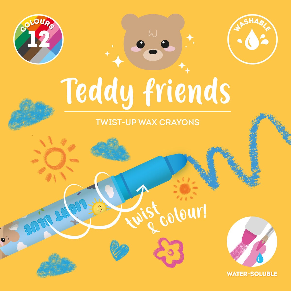 Legami - Seti 12 Twist-up Wax Crayons- Teddy Arkadaşlar