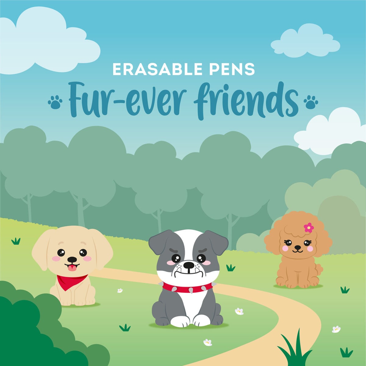 Legami - 3er-Set Erasable Pens - Fur-ever Freunde