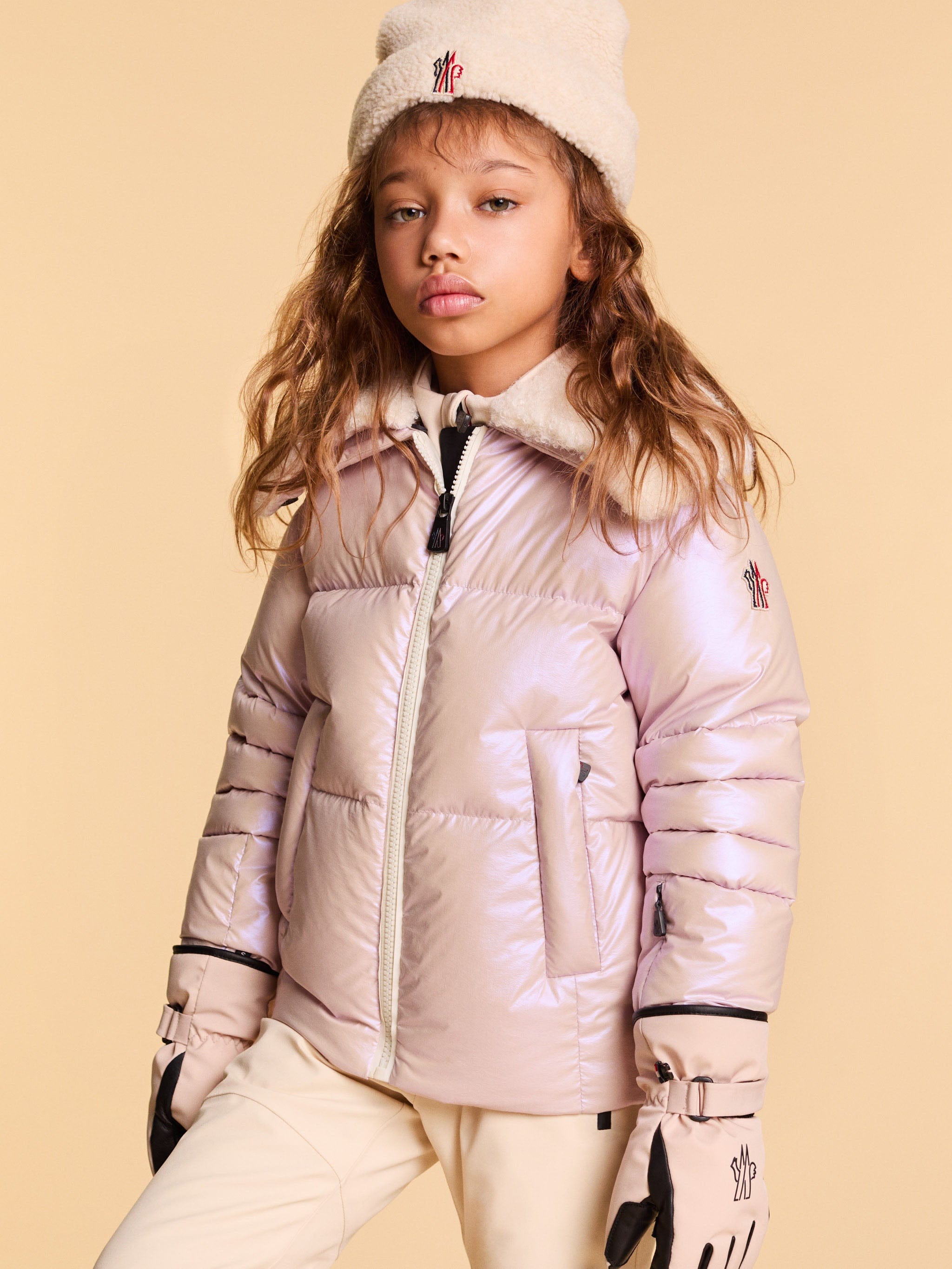 Moncler Enfant Kids Grenoble Hat in Ivory