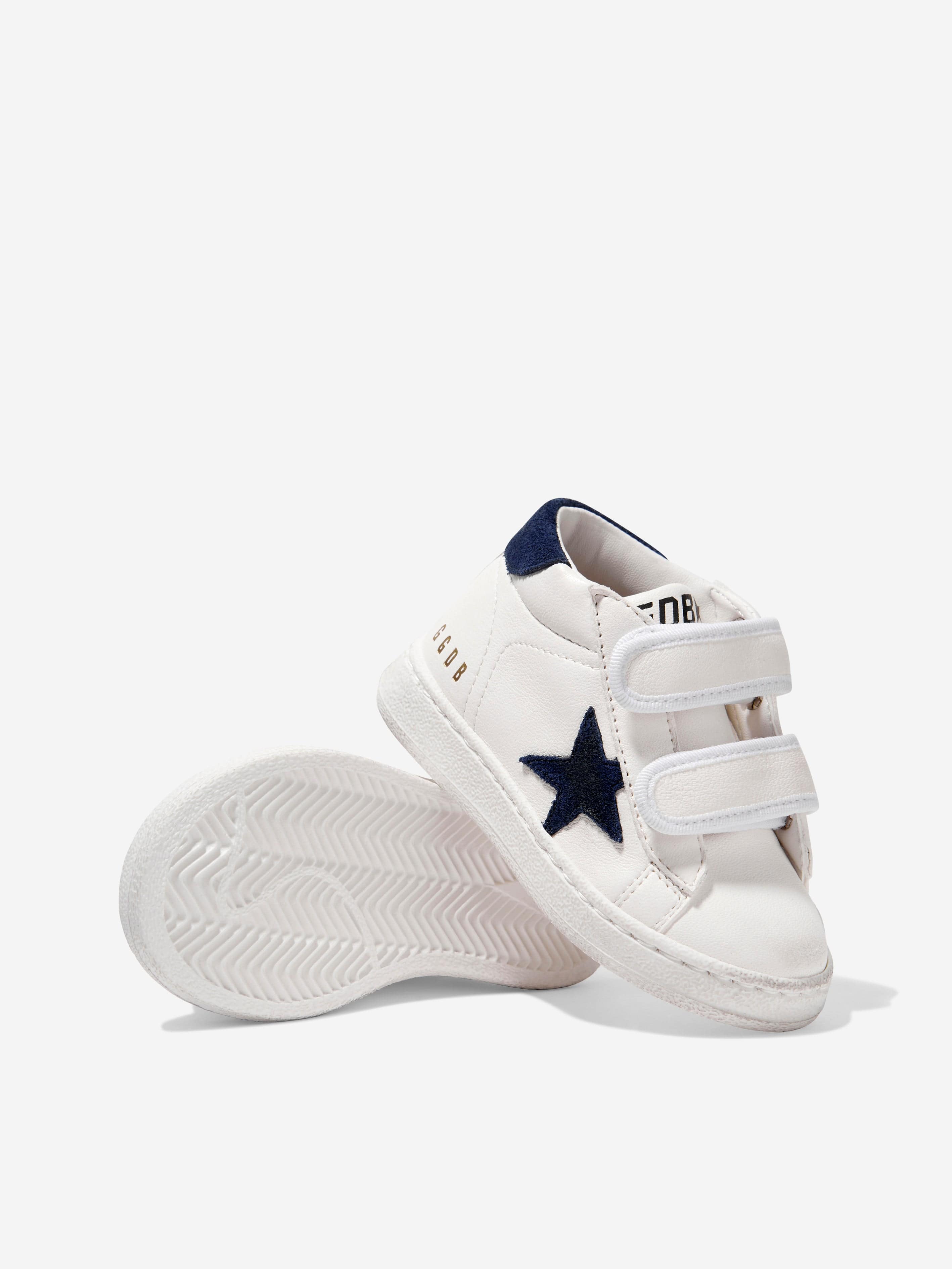 Golden Goose Kids June Leather Star Trainers in White