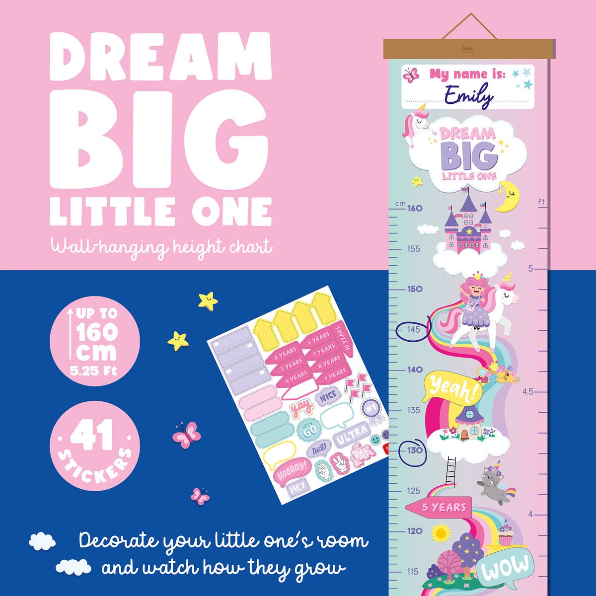 Legami - Wall-Hanging Height Chart - Tek Boynuzlu At - Dream Big Little One