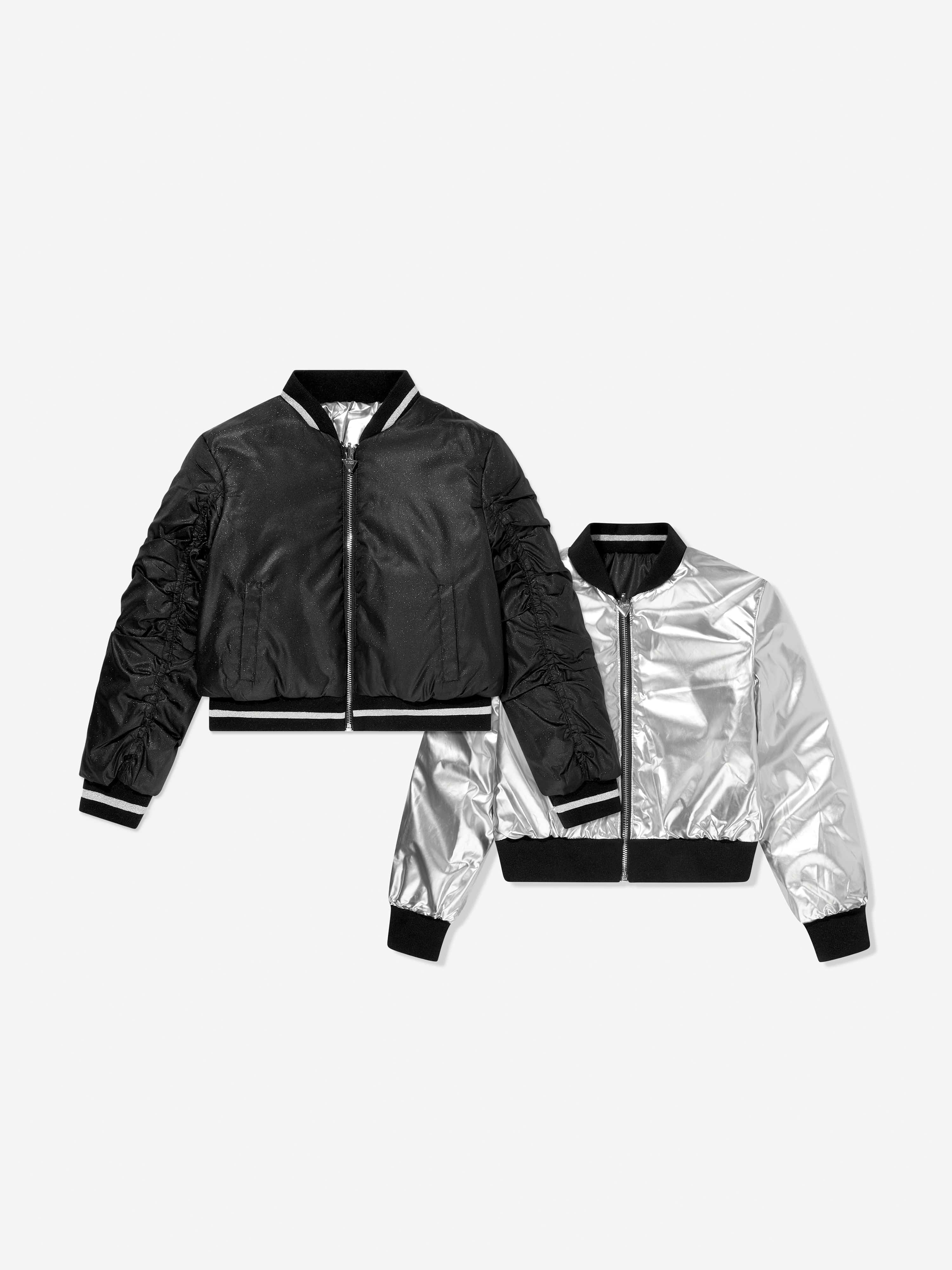 Guess Girls Reversible Padded Bomber Jacket in Black
