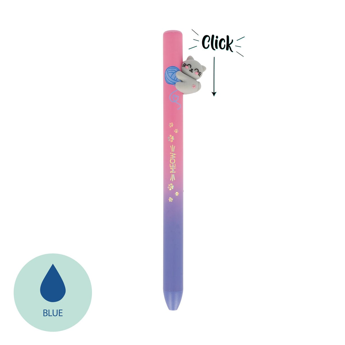 Legami - Retractable Ballpoint Kitty \"Be Curious\"- Free Hugs