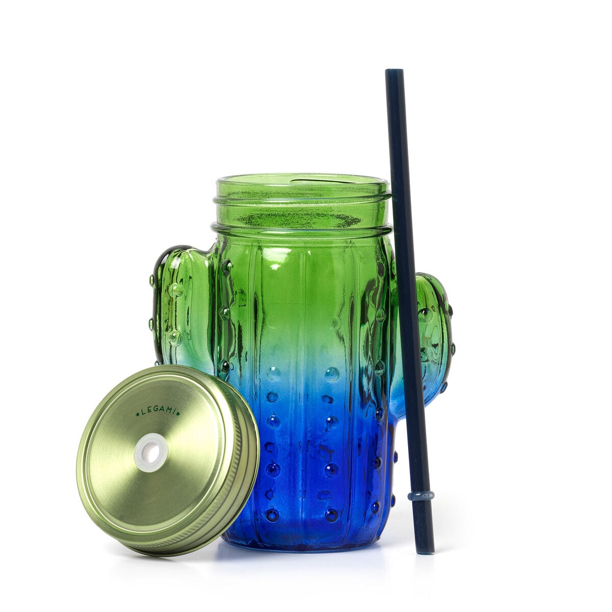 Legami - Drinking Jar ile Lid ve Straw - Cactus - Cheers