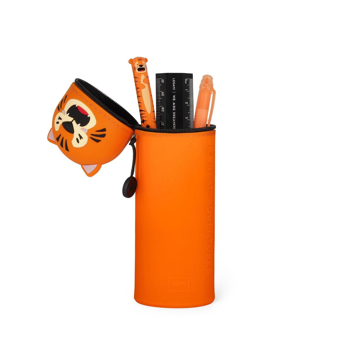 Legami - Tiger "Grrreat Adventures" 2-in-1 Silikon-Federmäppchen - Kawaii
