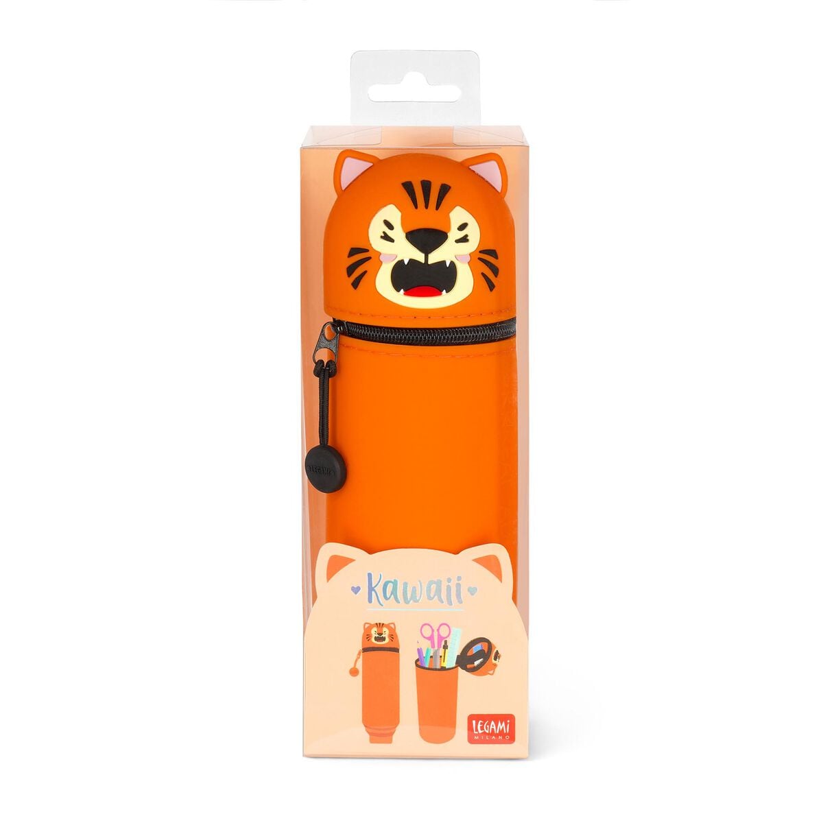 Legami - Tiger "Grrreat Adventures" 2-in-1 Silikon-Federmäppchen - Kawaii