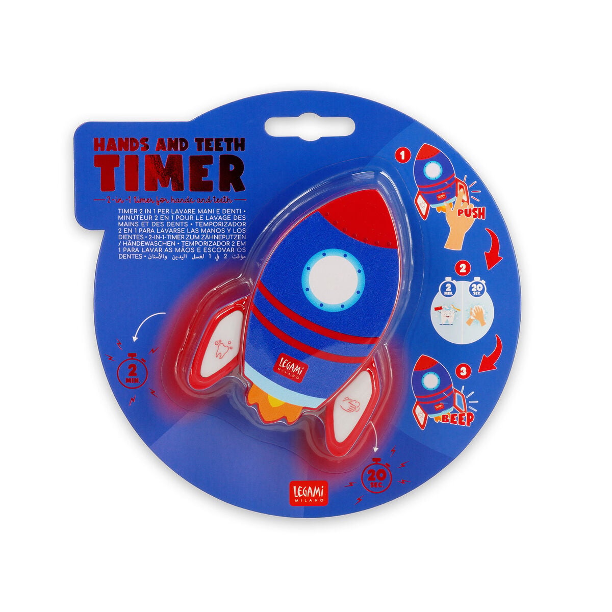 Legami - 2-in-1 Timer Washing Hands ve Brushing Teeth - Uzay - Hands ve Teeth Timer