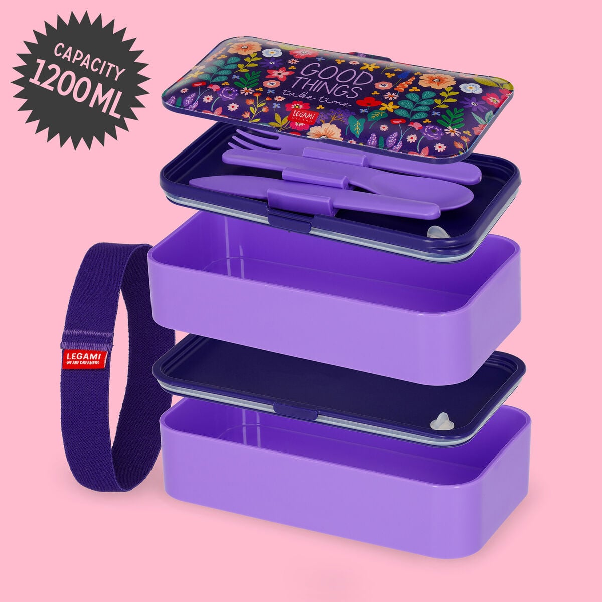 Legami - 1200 ml Bento Yemek Kutusu - Çiçekler - Bento Yemek Kutusu