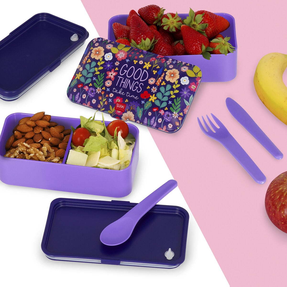 Legami - 1200 ml Bento Yemek Kutusu - Çiçekler - Bento Yemek Kutusu