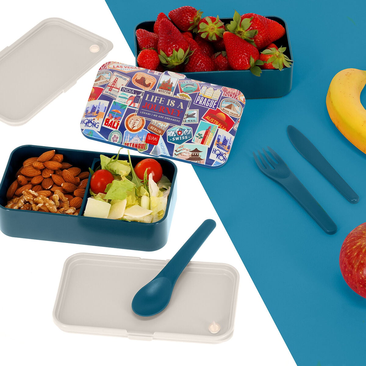 Legami - 1200 ml Bento Yemek Kutusu - Seyahat Strickers - Bento Yemek Kutusu