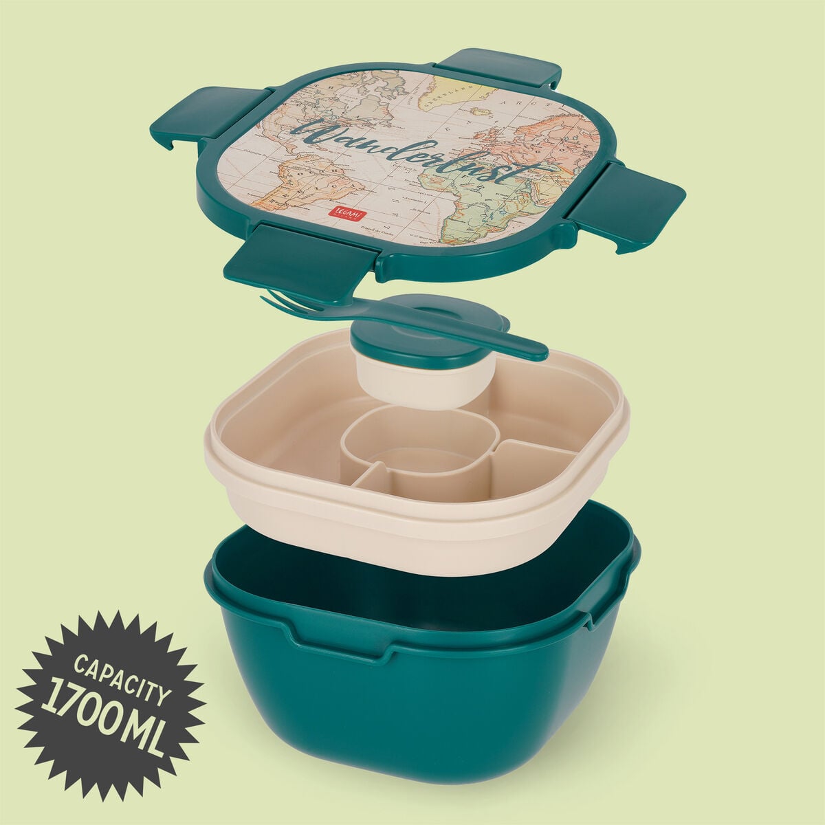 Legami - 1700 ml Bento-Essensbox - Reise - Bento-Essensbox