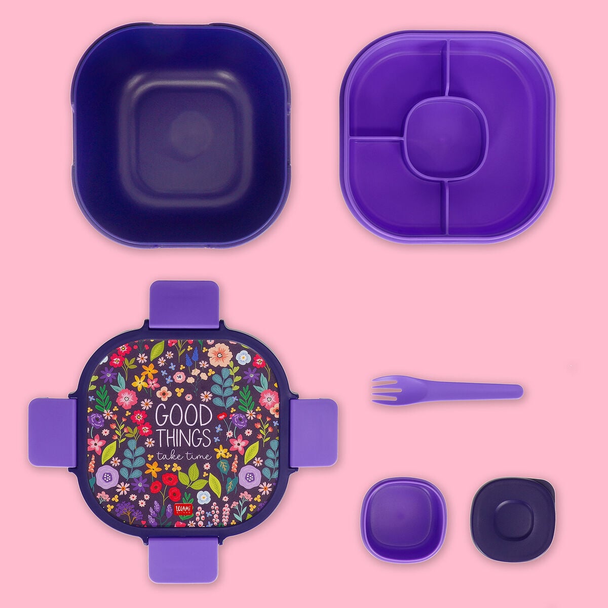 Legami - 1700 ml Bento Yemek Kutusu - Çiçekler - Bento Yemek Kutusu