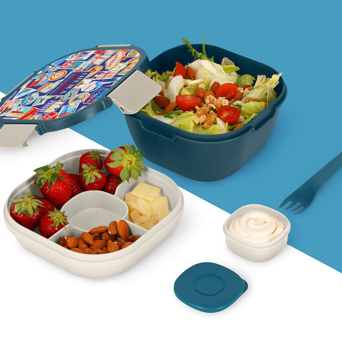 Legami - 1700 ml Bento Yemek Kutusu - Seyahat Stickers - Bento Yemek Kutusu