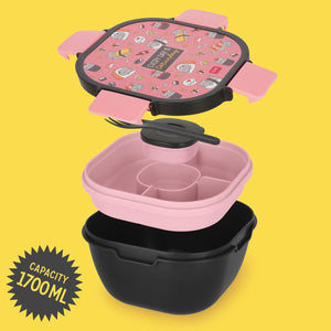 Legami - 1700 ml Bento Yemek Kutusu - Sushi Cat - Bento Yemek Kutusu