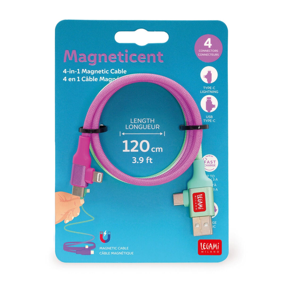 Legami - Magnetic 4-in-1 Charging ve Synchronisation Cable - Magneticent