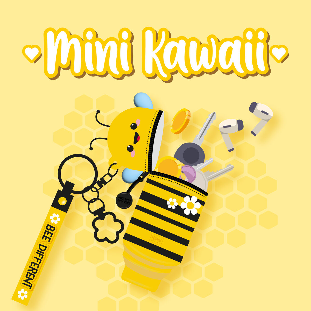 Legami - Bee Bozuk Para Cüzdanı Anahtarlıklı - Mini Kawaii