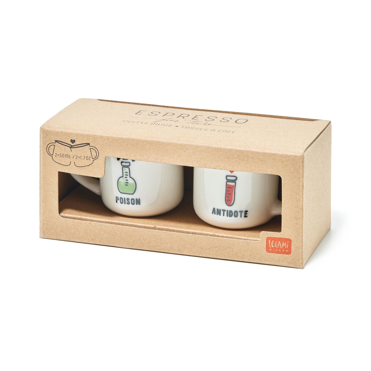 Legami - Seti 2 Coffee Cups - Poison ve Antidote - Espresso Two