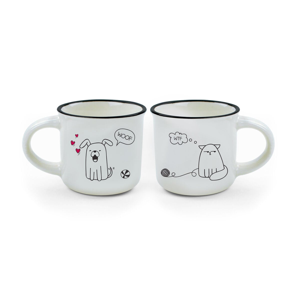 Legami - Seti 2 Coffee Cups - Dog ve Cat - Espresso Two