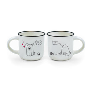 Legami - Seti 2 Coffee Cups - Dog ve Cat - Espresso Two