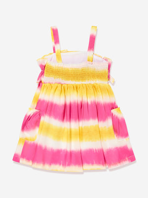 MSGM Girls Twill Striped Dress in Pink