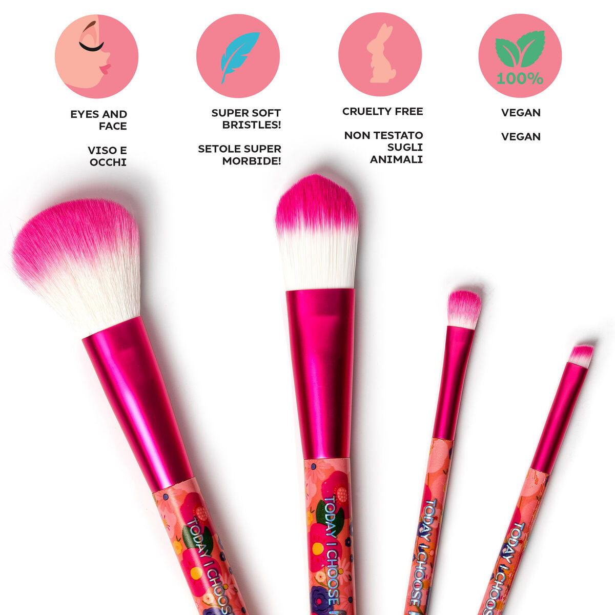 Legami - 4'lü Seti Çiçekler Makeup Brushes - Oh My Glow!