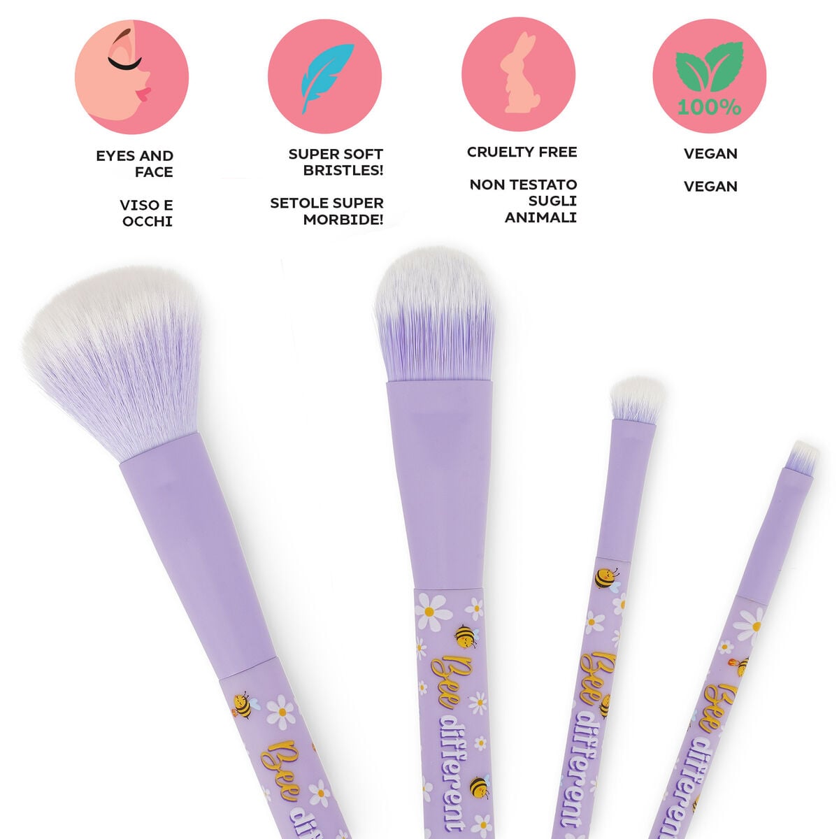 Legami - 4'lü Seti Bee Makeup Brushes - Oh My Glow!