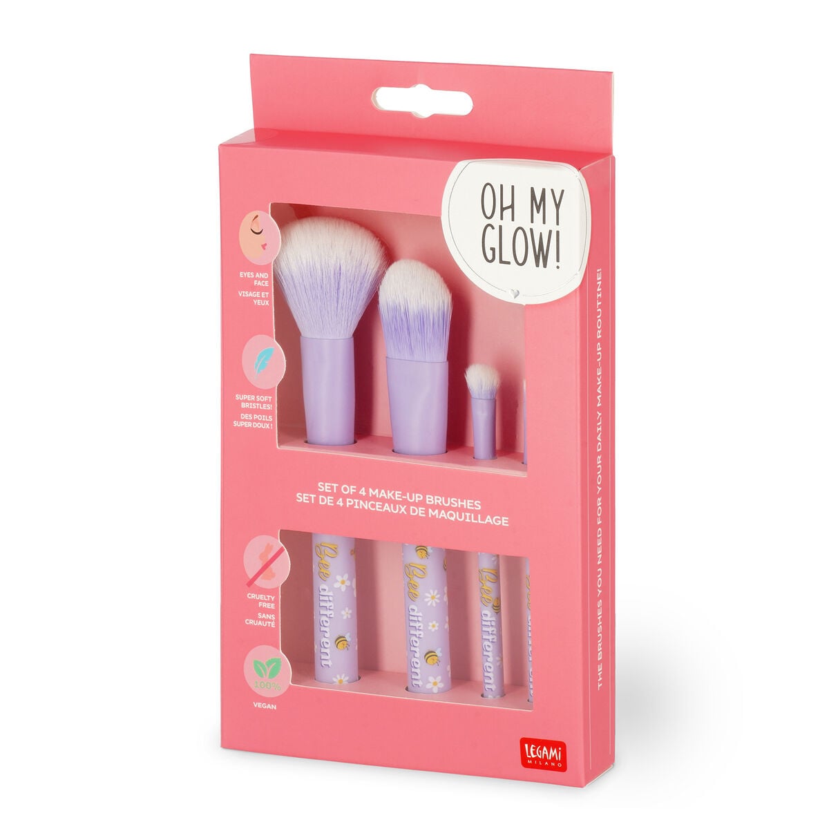 Legami - 4'lü Seti Bee Makeup Brushes - Oh My Glow!