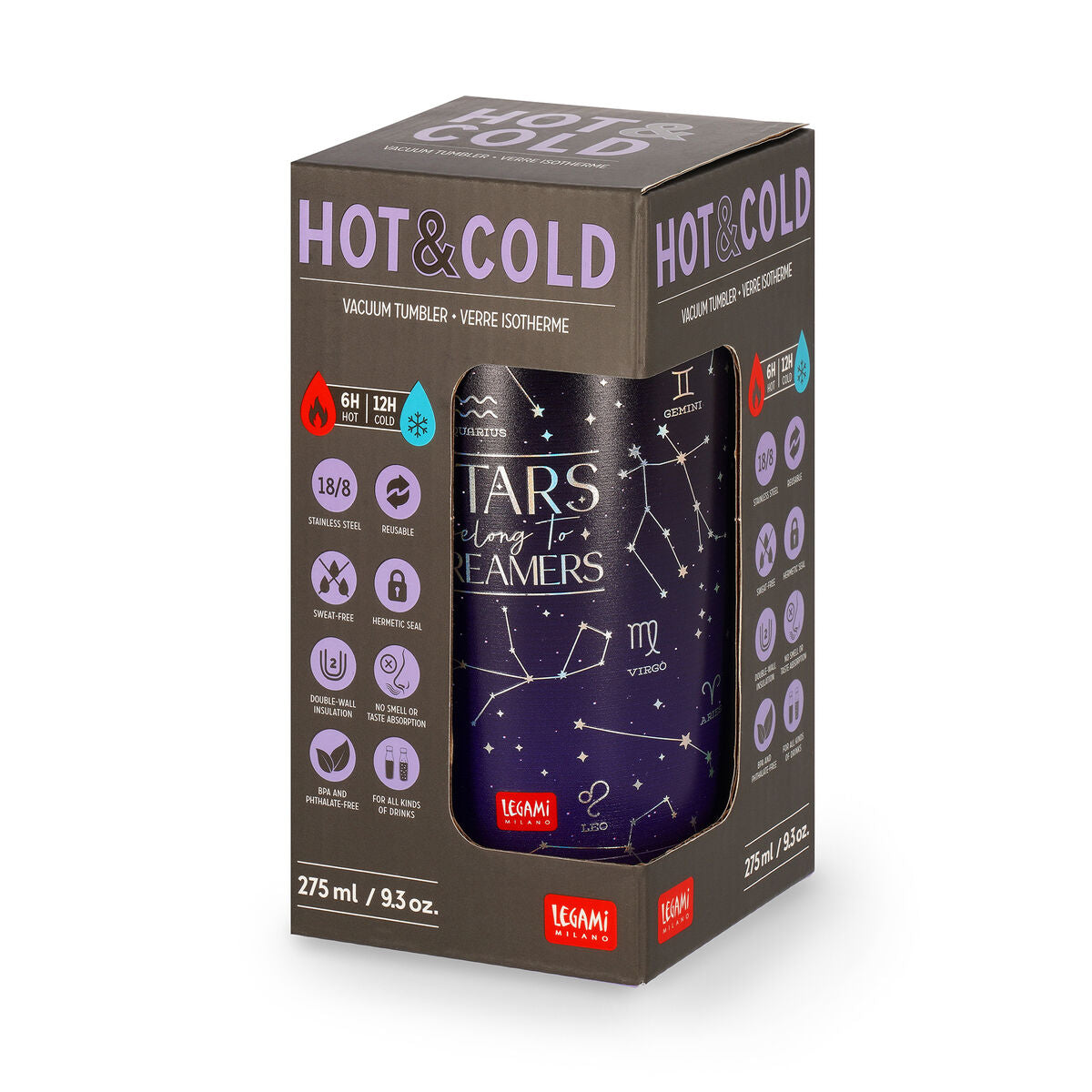 Legami - 275 ml Vakum Tumbler - Stars - Sıcak ve Soğuk