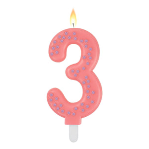 Legami - Pink Maxi Doğum Günü Cake Candle - 3 - Maxi Candle